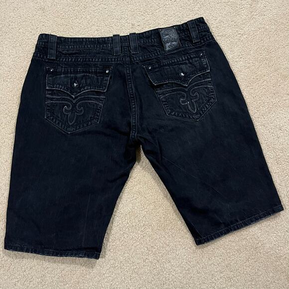 Rock Revival Mens Black Denim Steven Shorts Size 44 - Picture 5 of 8